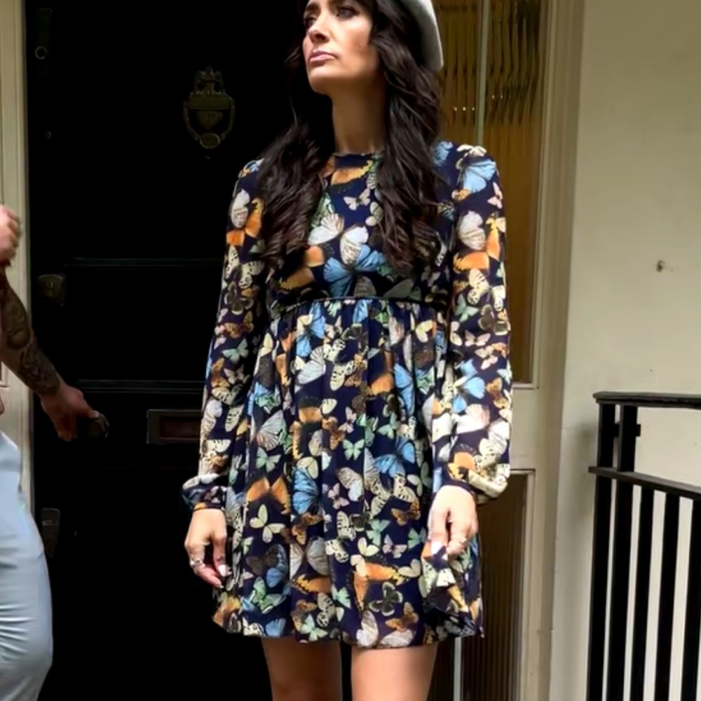 ASOS navy blue butterfly babydoll dress